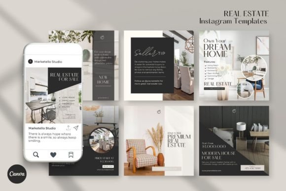 Download Real Estate Instagram Templates CANVA - Instagram templates Collection