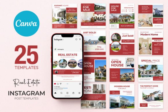 Download 25 Real Estate Instagram Templates CANVA - Instagram templates Collection