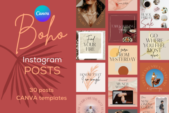 Download Boho Insta Posts Templates CANVA - Insta posts Collection