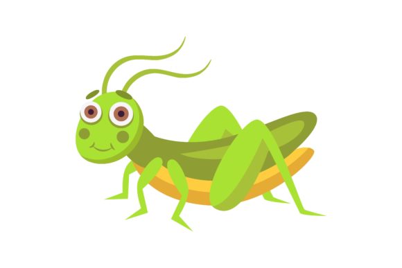 Download Green Slender Grasshopper. Cute Cartoon - Premium Bundle